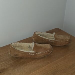 UGG Chestnut Suede Shearling Moccasin Slippers